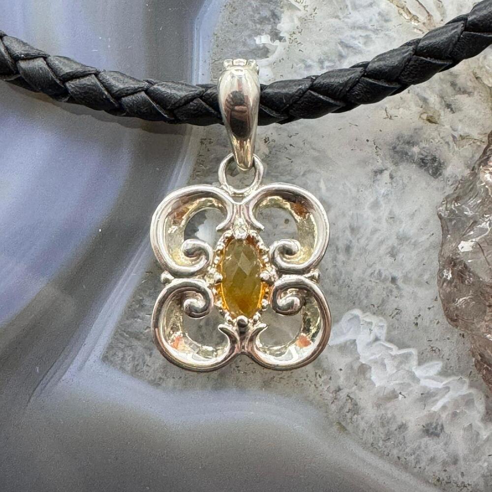 Carolyn Pollack Sterling Faceted Marquise Citrine Enhancer Pendant For Women